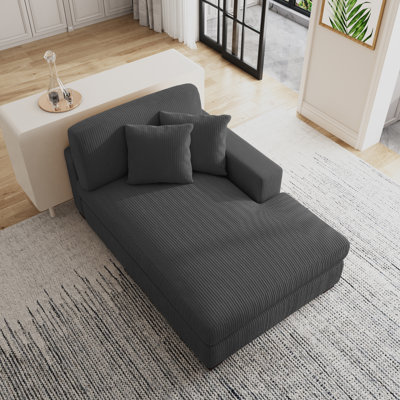 Yalisa 42.2" W Upholstered Modern Chaise Lounge with Two Pillows and Solid Wood Leg by Ebern Designs