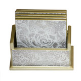 Hand Painted Lace Glass Coasters With Wood Backing