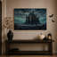 Impression sur toile, château gothique avec fenêtres brillantes sous aurore-1550475749