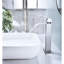 Robinet de lavabo de salle de bain - modèle à bec cascade, acier inoxydable, poignée simple, bonde escamotable, robinet en acier au fini nickel brossé