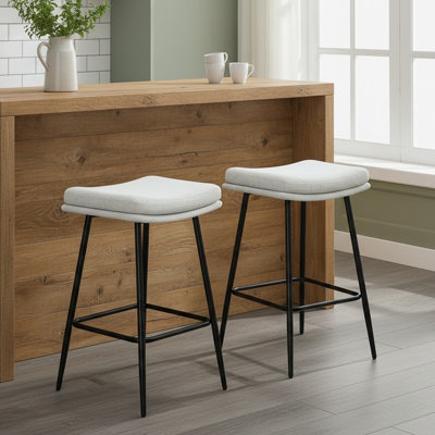 Upholstered 26" Backless Saddle Barstools by George Oliver