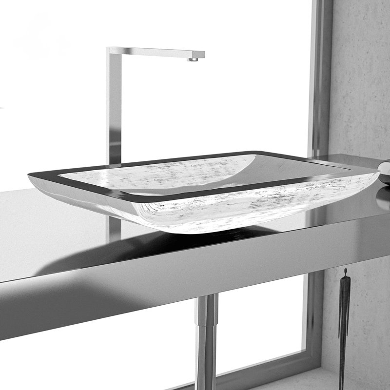 Vogue 25.6'' L Bathroom Sink, White Silver