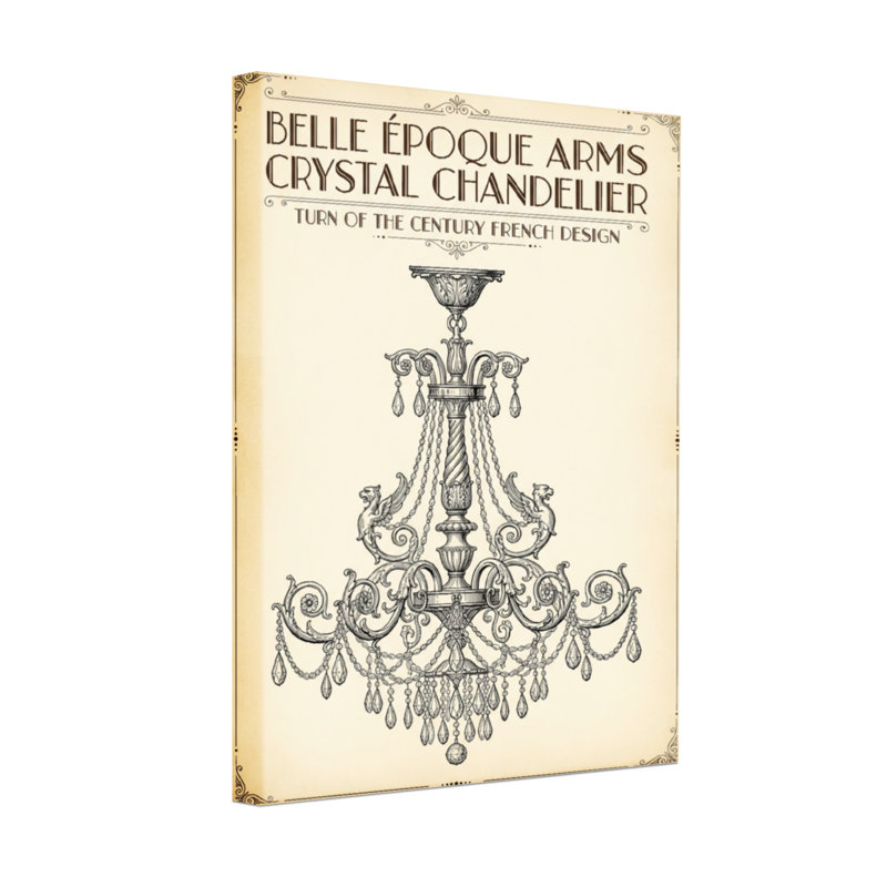 lustre en cristal Belle Epoque Arms Design, H 36 po x l 24 po, Toile tendue, Ne s’applique pas