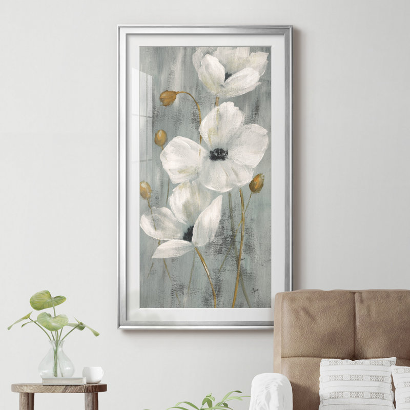 Pearl Garden II - Reproduction d'art graphique sur papier encadré, Feuille argentée, H 14,5 po x l 26,5 po x P 1,5 po