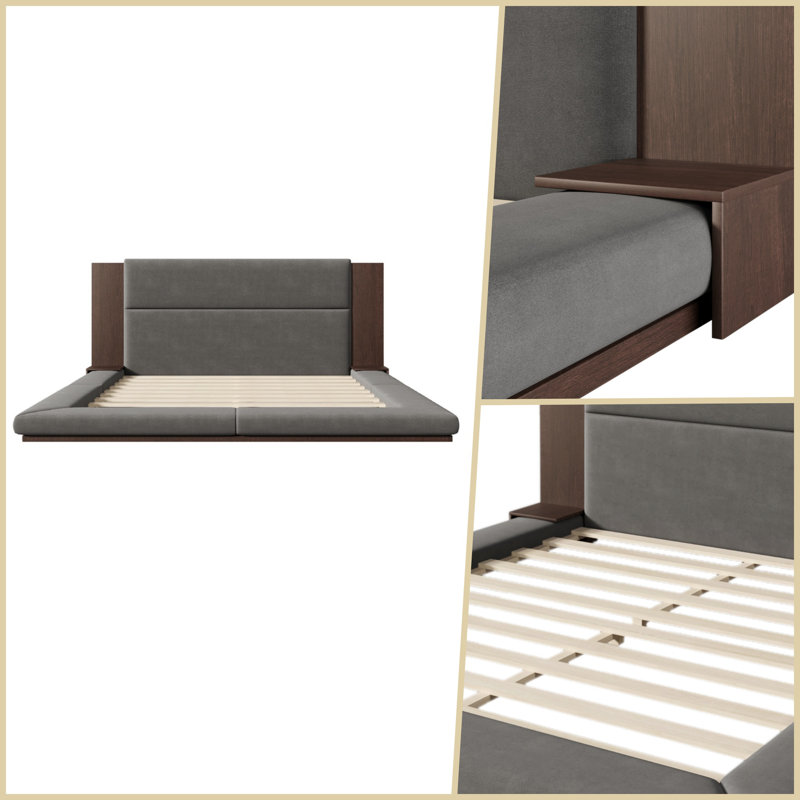 Platform Bed with Upholstered Headboard, King