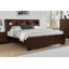 Bernida California King Platform Bed with LED-Lighted Bookcase Headboard Cubbies, Cappuccino
