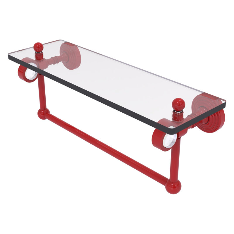 Pacific Grove Floating Shelf with Towel Bar, 6.4" H x 16" W x 5.125" D, Pink
