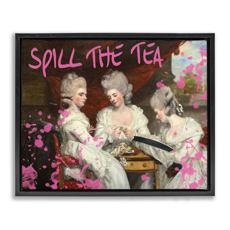 Cadre flottant féminin Spill The Tea, design par Grotto Studios, Cadre flottant noir de jais, H 17 po x l 21 po