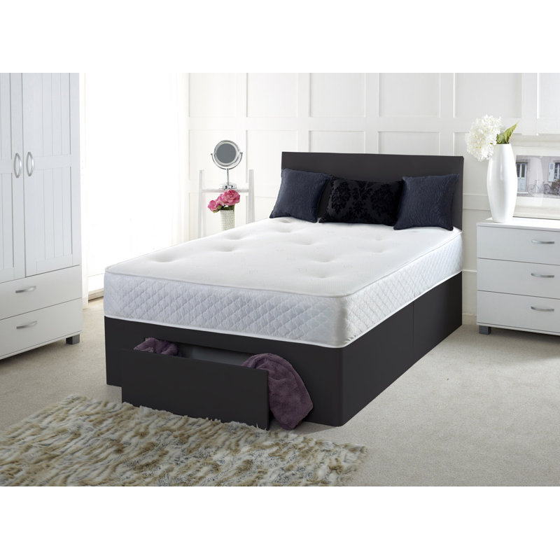 Grandwood Pocketsprung Divan Bed Set, No Drawer, Small Double (4'), Black