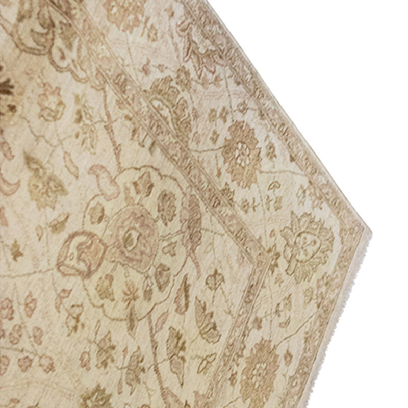 Hand Knotted Wool Area Rug in Cream