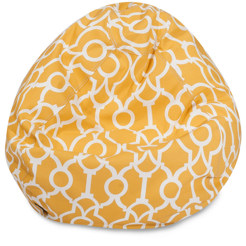 Polyester Bean Bag, Yellow Geometric 3, 22'' H x 28'' W x 28'' D