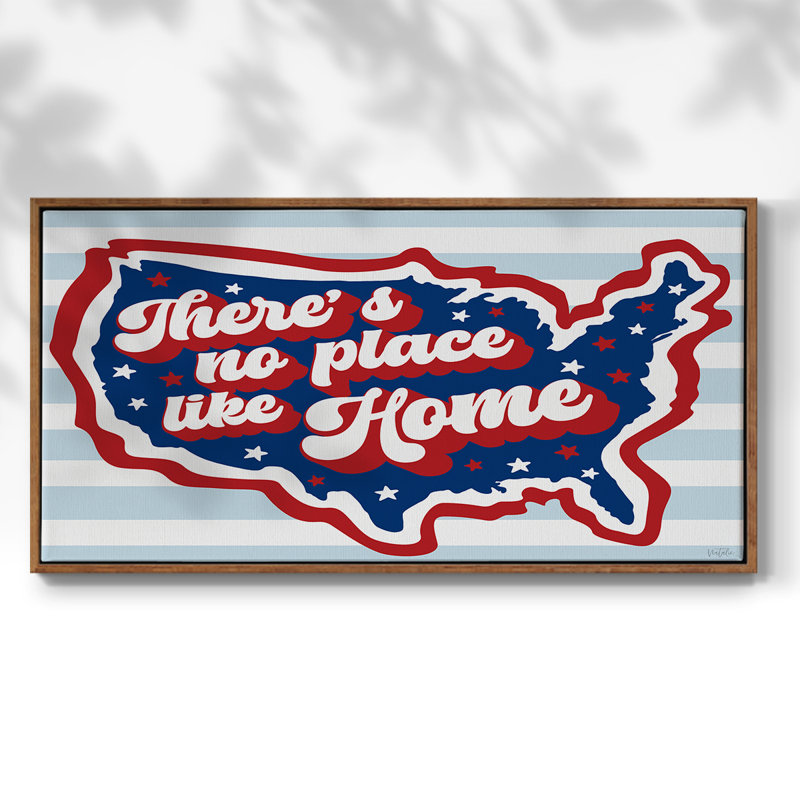 Retro USA - Toile tendue avec châssis encadré - Prêt à accrocher, H 25 po x l 49 po, Noyer