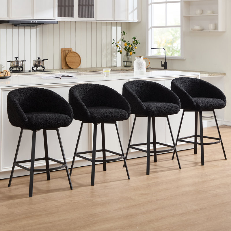 Absalom 67.1cm Swivel Bar Stool, Black, 2