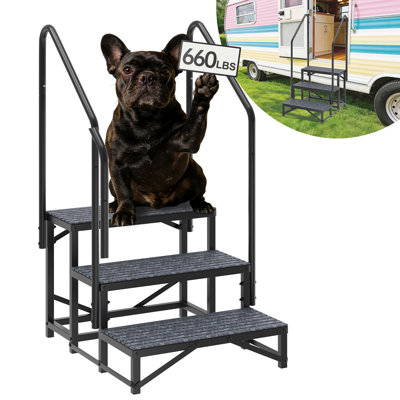3 Steps Mobile Stairs, 660 Lbs Capacity Heavy-Duty Portable Steps, Hot Tubs & Entryways, Black