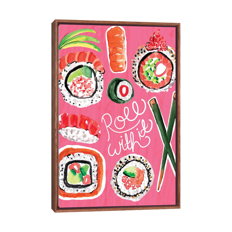 Sushi by Sara Berrenson - Painting on Canvas, 66.04 cm H x 45.72 cm W, Classic Brown Wood Framed