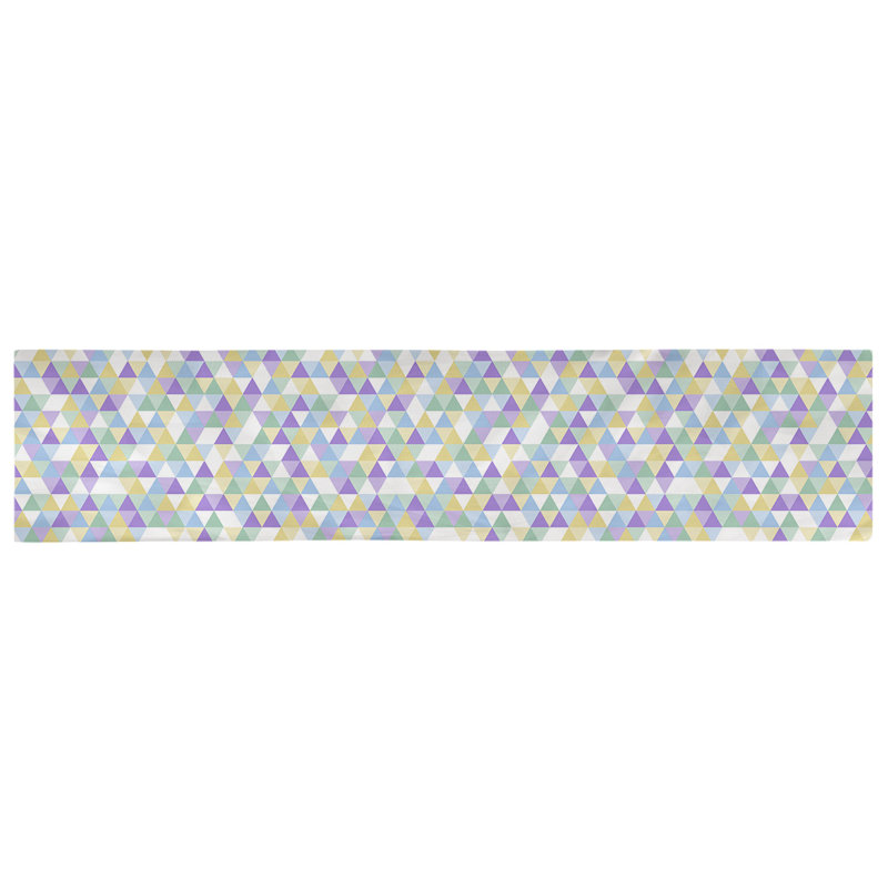 Chemin de table triangle Avicia, 73,5 po x 17,5 po, Polyester, Bleu et pastel