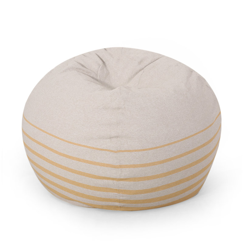 Pouf rond 5 pieds Bohemio, couleur naturelle / jaune rayé