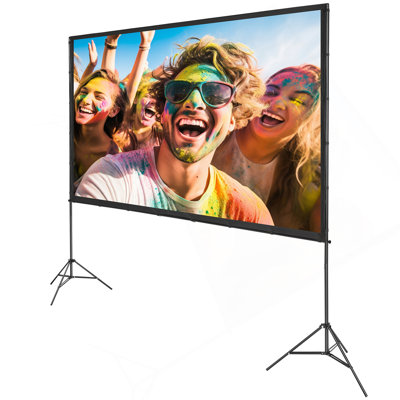 Projector Screen With Stand, 120 Inch 16:9 4K 1080 HD Outdoor Movie Screen With Stand, Wrinkle-Free Projection Screen With Tripods And Carry Bag, For Home Theater Cinema Backyard Movie Night