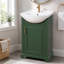 Meuble-lavabo de salle de bain avec lavabo en céramique bombé et porte à fermeture en douceur-2001666048