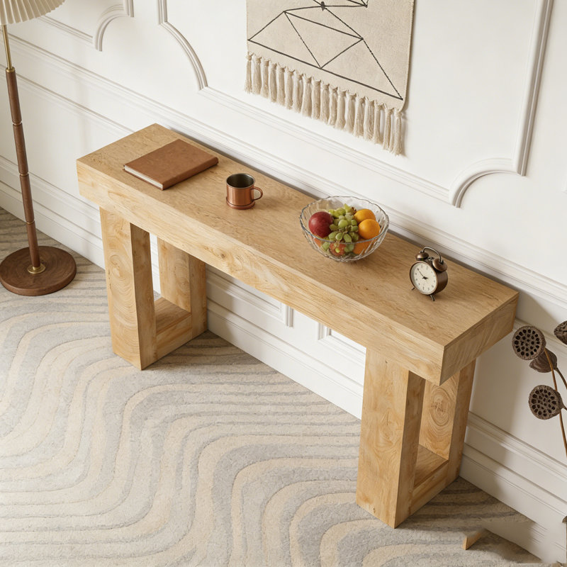 Wooden Sofa Console Table For Entryway, Natural
