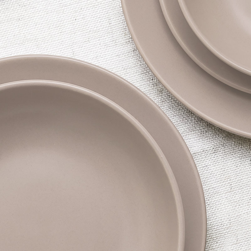 32-piece Stoneware Dinnerware Set, Matte Ceramic Plates And Bowls Set, Morandi Colour Tableware, Service For 8, Pink