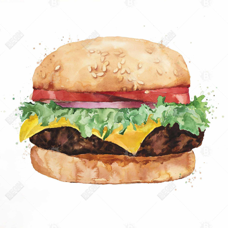 All Dressed Cheeseburger Print On Canvas, 12" H x 12" W, Wrapped Canvas