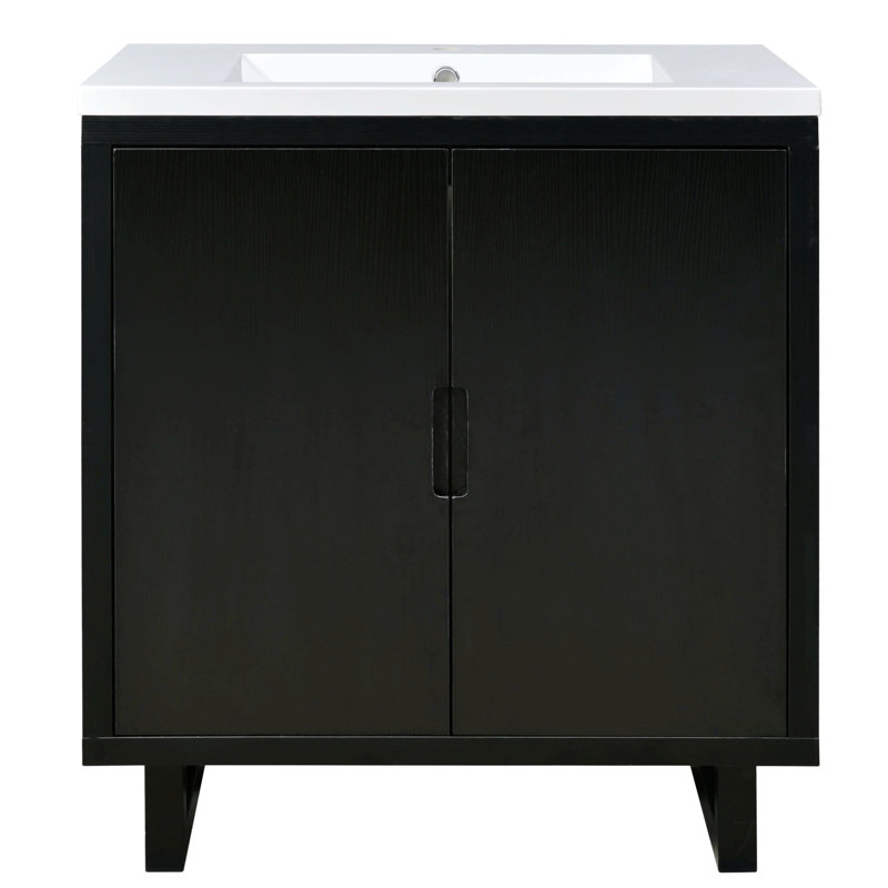 Rinah 18.1'' Single Bathroom Vanity with Top, Black