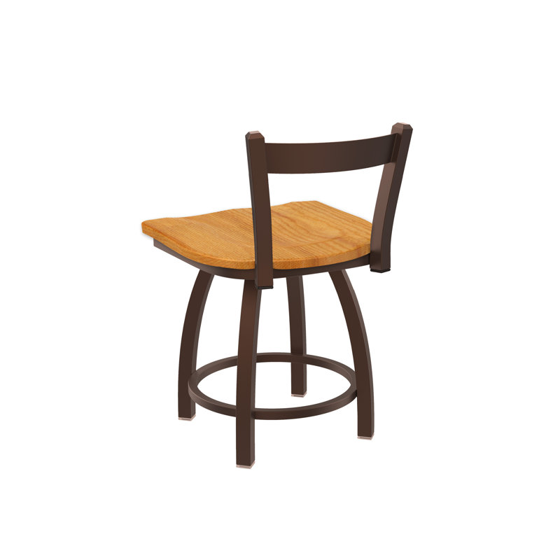 Tabouret de coiffeuse en métal Catalina, Bois - chêne moyen, Bronze