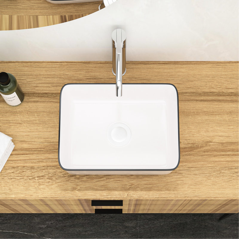 Lavabo vasque rectangulaire moderne en céramique blanche 16 po x 12 po - Design de salle de bain polyvalent et de qualité