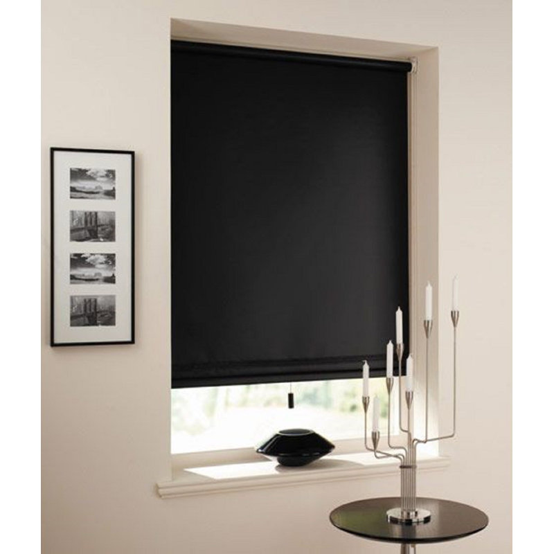 Indoor Blackout Trimmable Roller Blind – Custom Fit Window Shade with Light Control & Privacy, Black, 165cm L x 210cm W