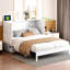 Lit en taille double, blanc - peu encombrant et pratique. Grands tiroirs pour le rangement. Convient aux coussins, vêtements, Style de finition. Chargement activé. Facile à assembler. Dimensions: L 75,1 po x l 56,7 po x H 41,3 po-2058974893-2058974892