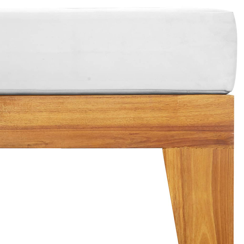 Repose-pieds modulaire avec coussin en bois d'acacia massif, Crème