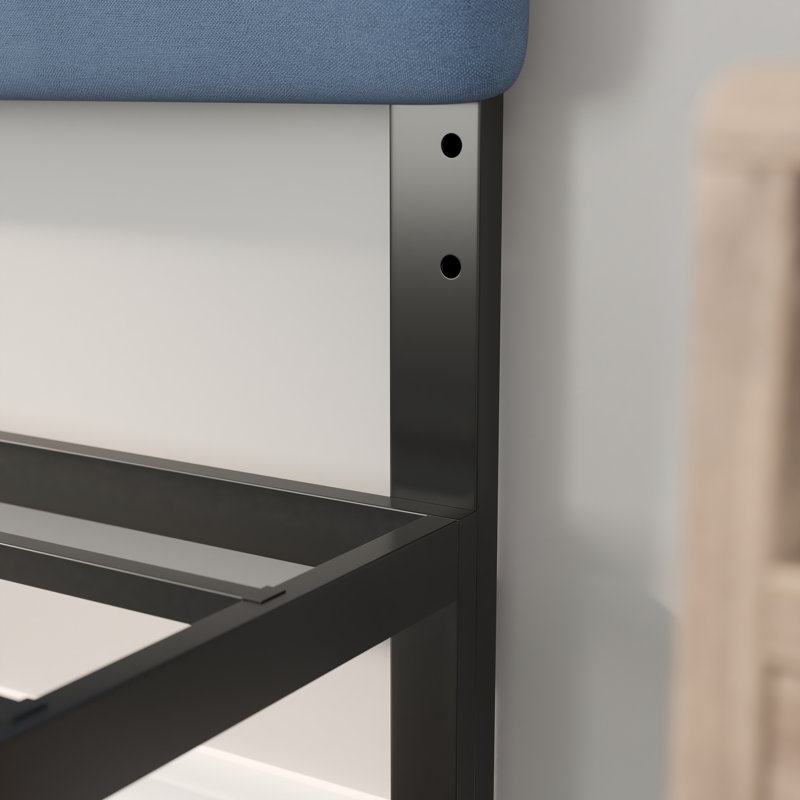 Channel Stitched Upholstered Headboard, Adjustable Height from 44.5" to 57.25", Blue, King