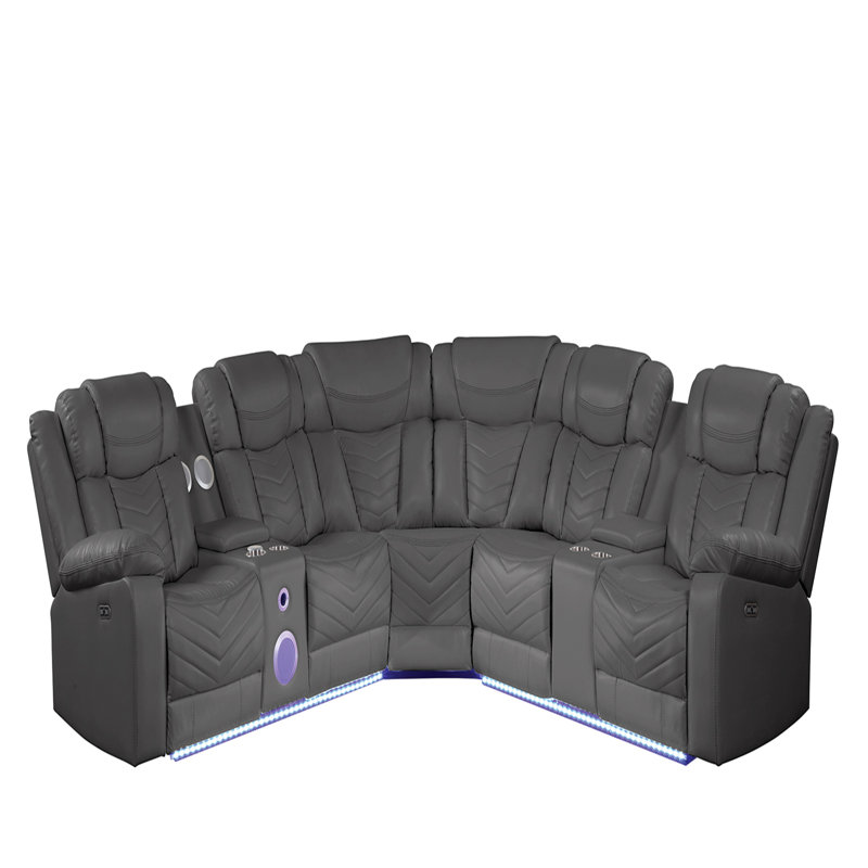 Canapé modulaire inclinable de style moderne, Similicuir gris