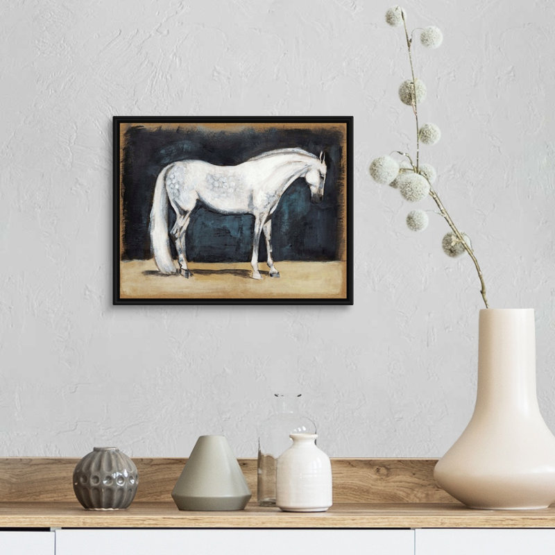 Équitation, art mural sur toile V, H 13 po x l 16 po x P 2 po, Toile avec cadre noir