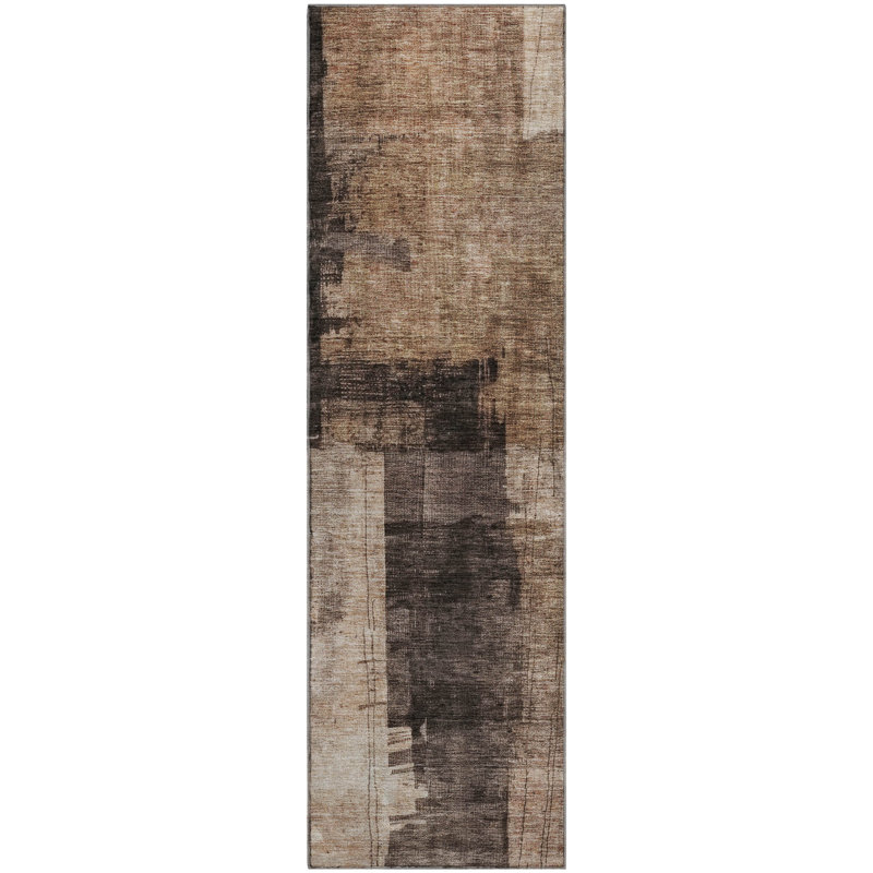 Premium Machine Washable Jessie AMF1202 Abstract Rug, Tapis de couloir 2 pi 3 po x 7 pi 6 po