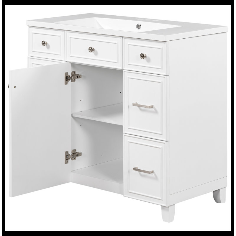 Meuble-lavabo simple 18 po avec plateau Mukadder, Blanc