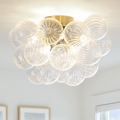 8-Light Bubble Ball Semi Flush Mount Ceiling Light Fixture, Modern Blown Glass Close To Ceiling Light Fixture For Bedroom Hallway Entryway Kitchen Foryer Dining Room
