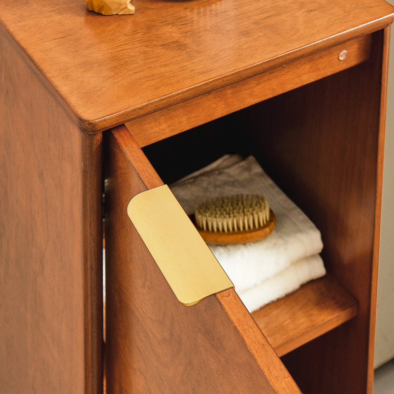 Rangement autoportant pour la salle de bain - Construction, - Surface résistante, Armoire silencieuse à porte magnétique rouge-brun, Facile à nettoyer 14,5 po 12,6 po 35,7 po, ouverture douce