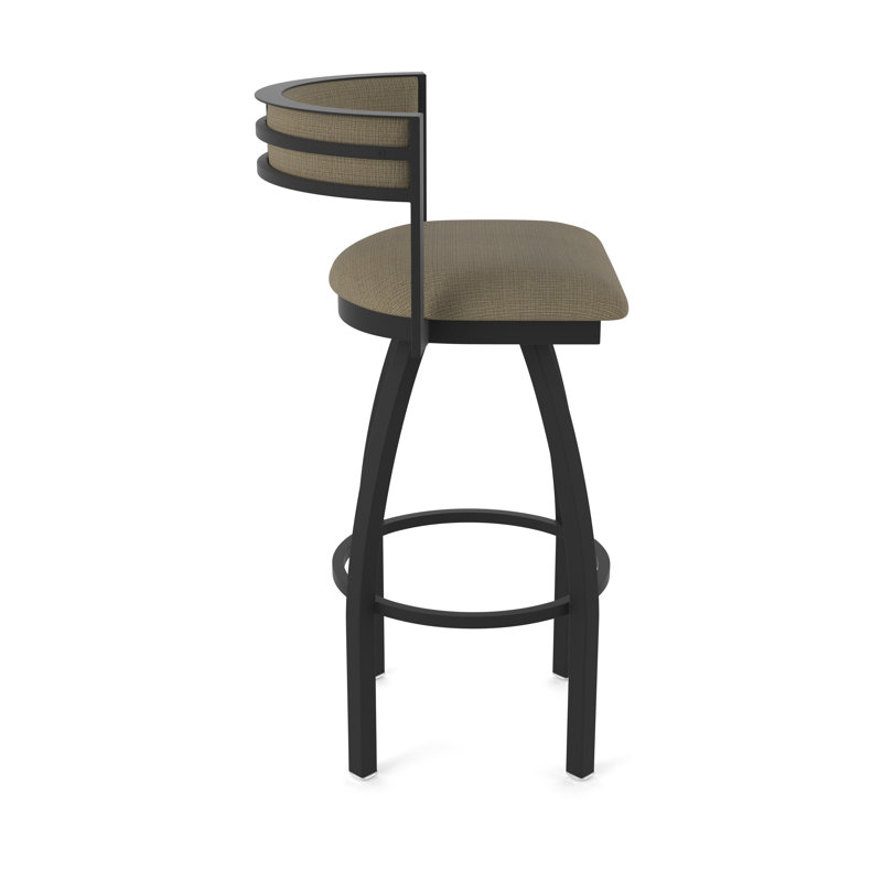 Tabouret Artémis, Noir froissé, Tabouret de bar (siège d'une hauteur de 36 po), Tissu liège graphique