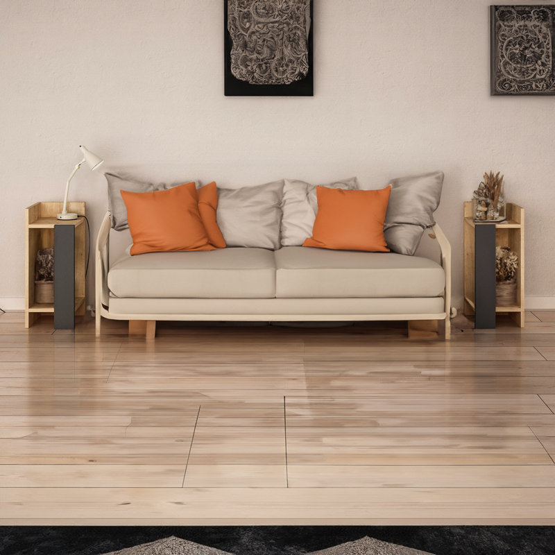 Table de chevet Halie, Beige/noir, 2