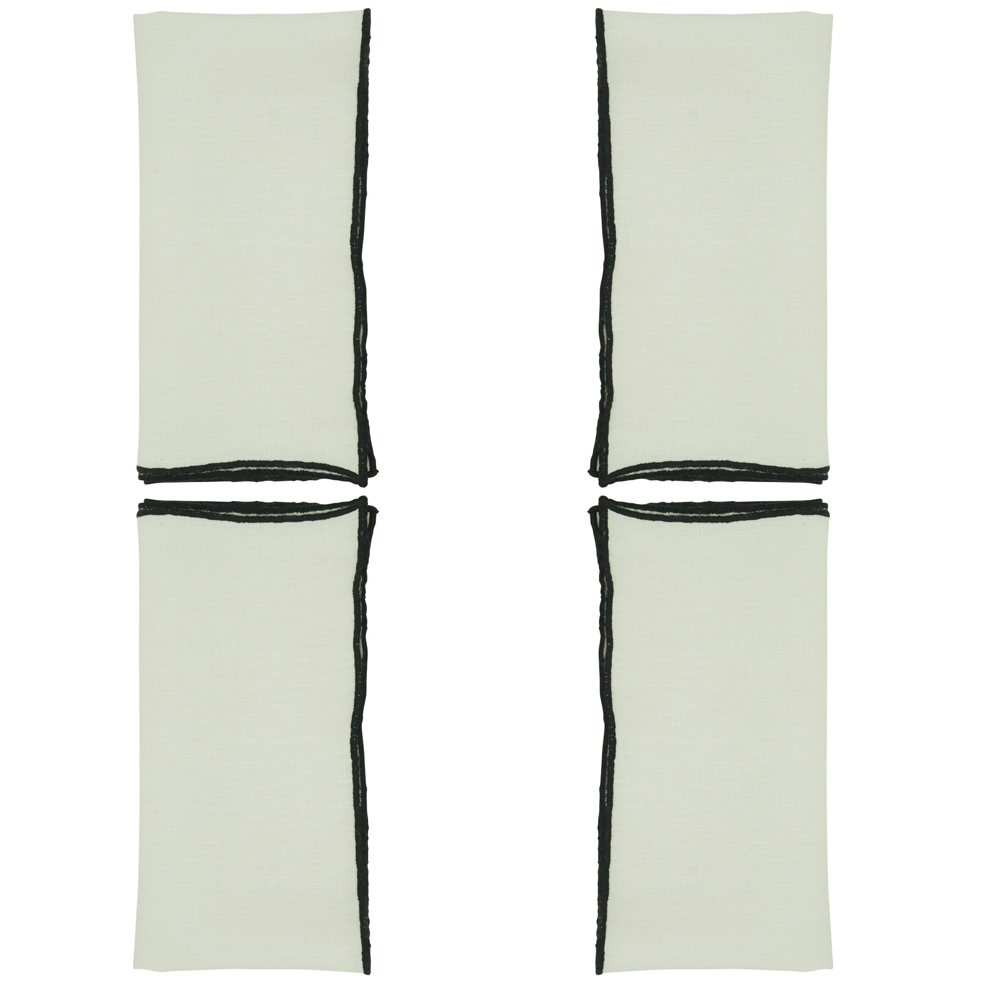 Set of 4 Dartmouth Linen No Pattern Square Napkins, Black