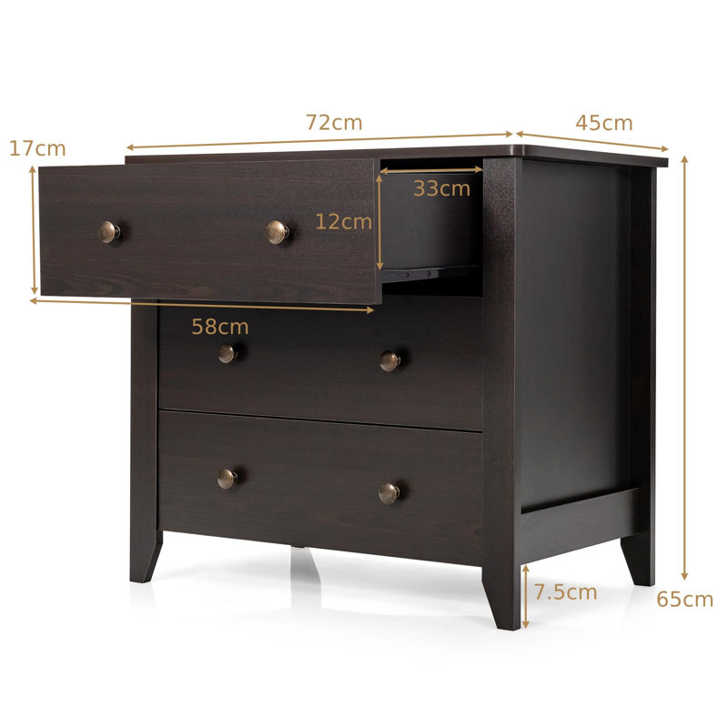 Walworth 72cm W 3 - Drawer Chest of Drawers, Coffee
