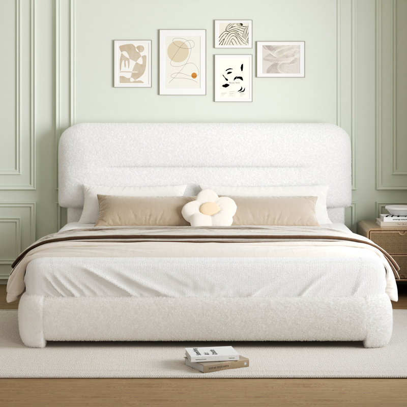 Base de lit tapissier Haden, Blanc, Roi