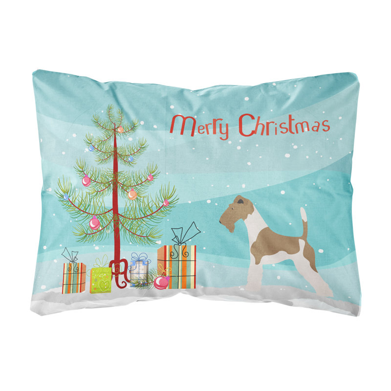  Coussin intérieur / extérieur Wire Fox Terrier Christmas