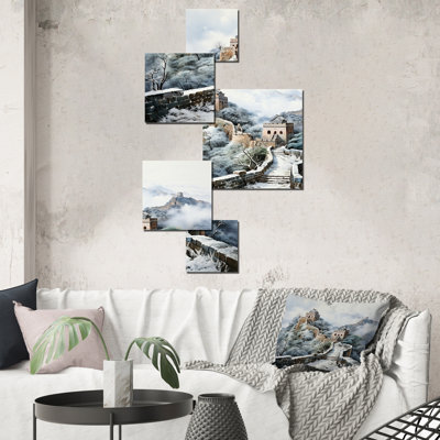 «Great Wall of China Landscape III», ensemble de 5 reproductions d'art carrées