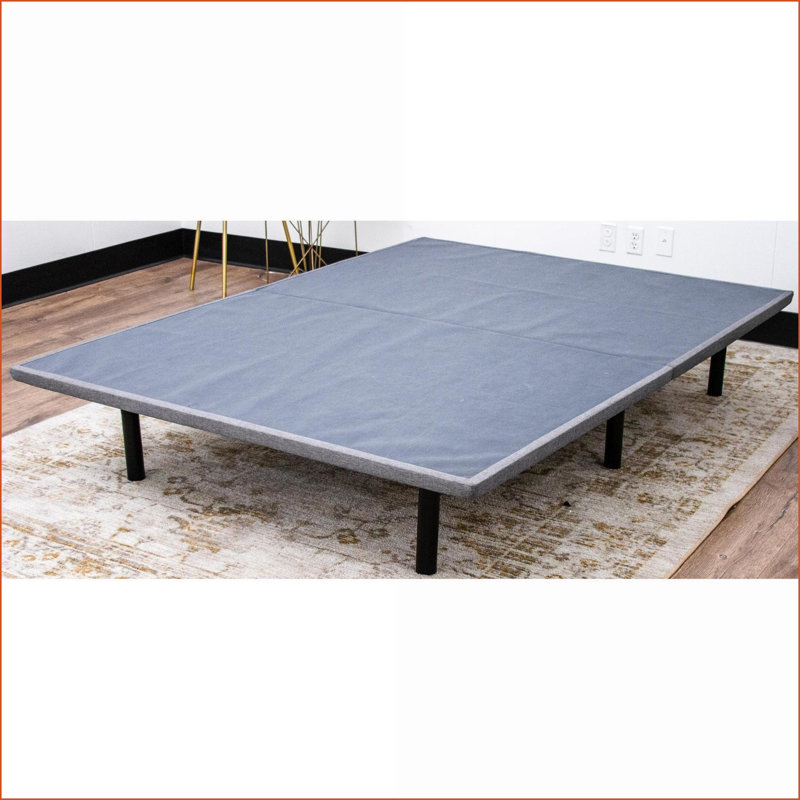 Full Size Upholstered Platform Bed Frame with Steel &amp; Plywood Gray Woven Fabric, 1000lbs Capacity, Foldable Easy Assembly