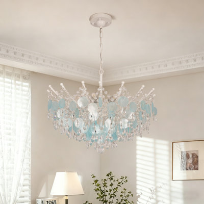 Luminaire suspendu en cristal bleu 8 lumières E14