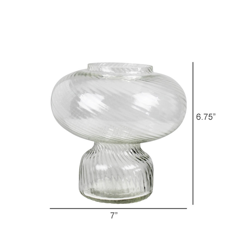 Vase Swirl, verre - Lrg, H 6,75 po x l 7 po x P 7 po