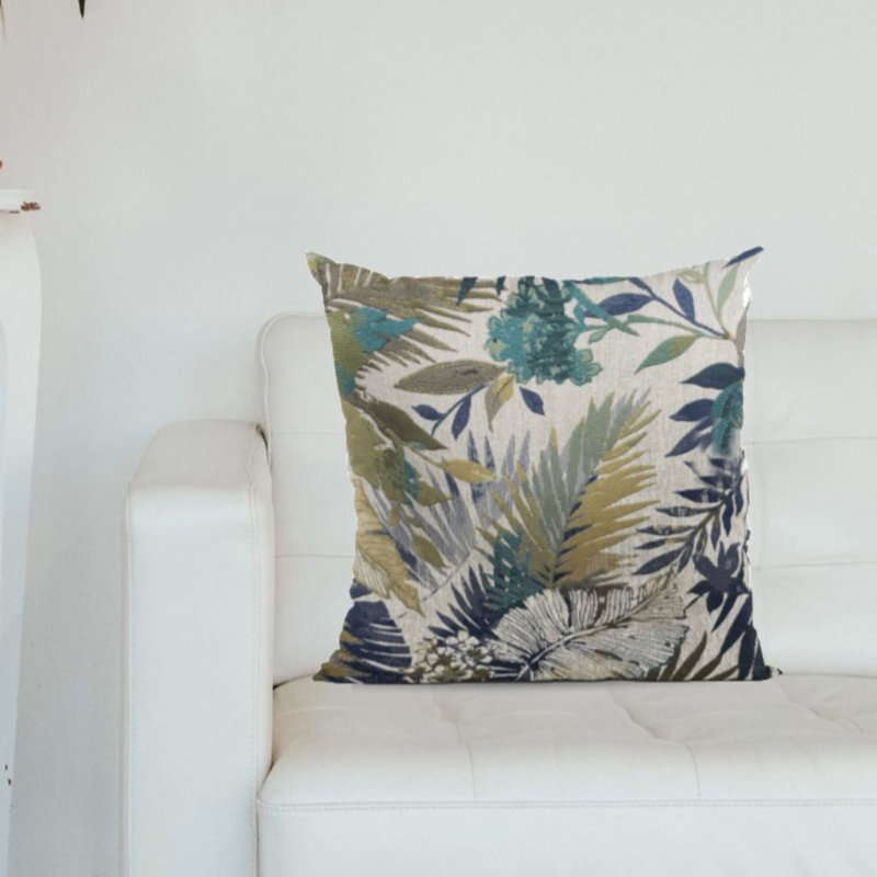 Camellia Floral Cotton Blend Outdoor Reversible Throw Pillow, 20" x 20", Throw Pillow